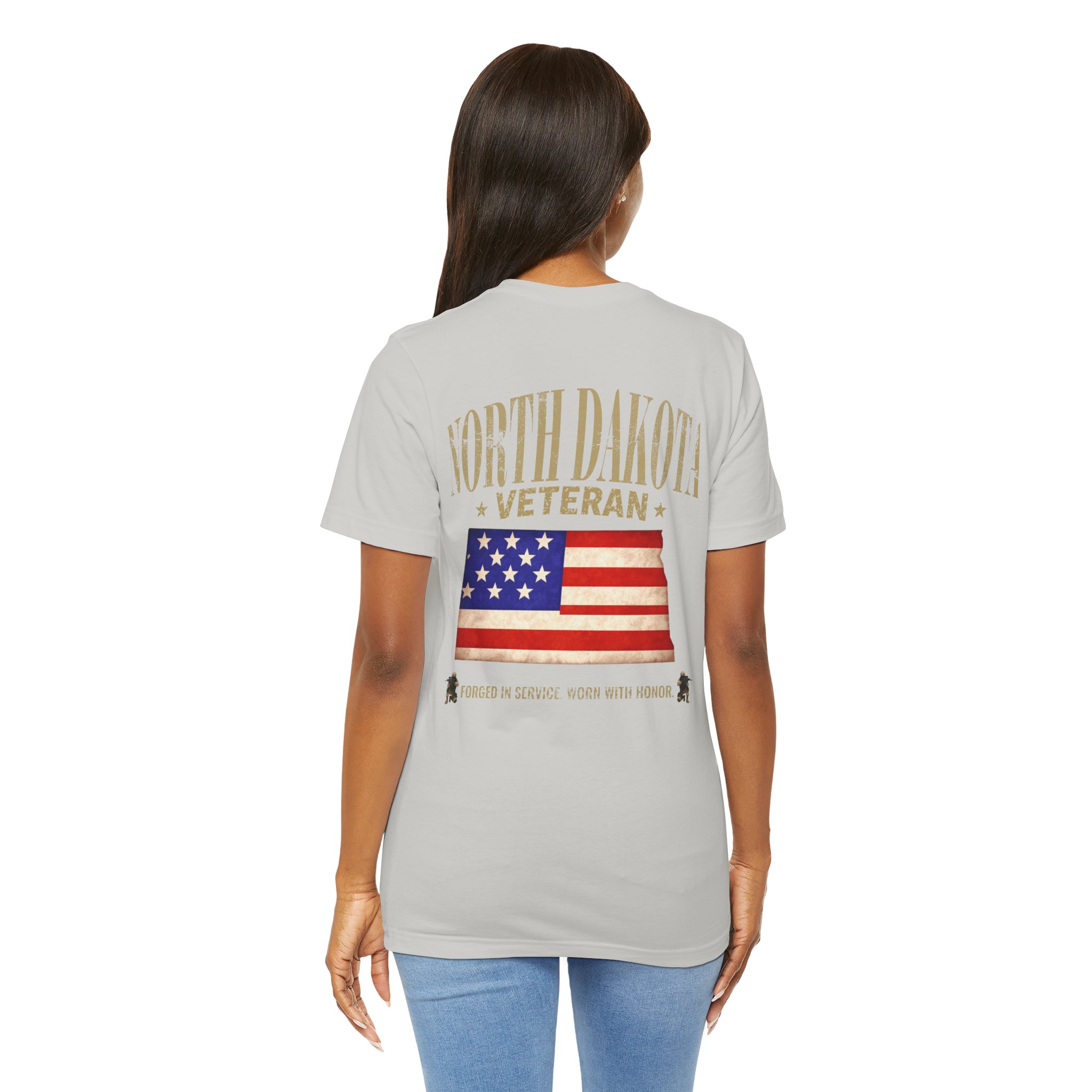 North Dakota Veteran T-Shirt — American Flag Map Military Tribute Tee - Image 24