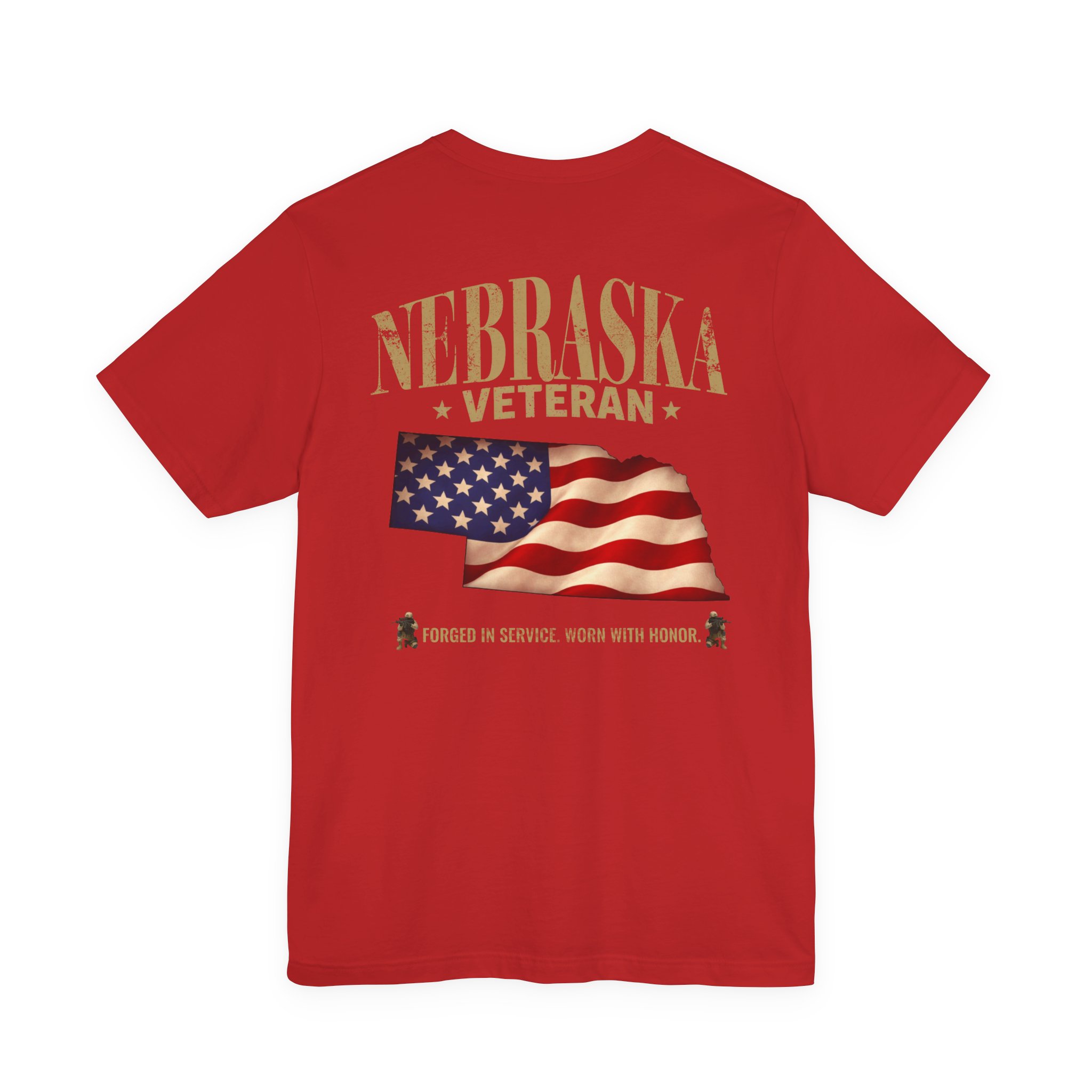 Nebraska Veteran T-Shirt — American Flag Map Military Tribute Tee - Image 47