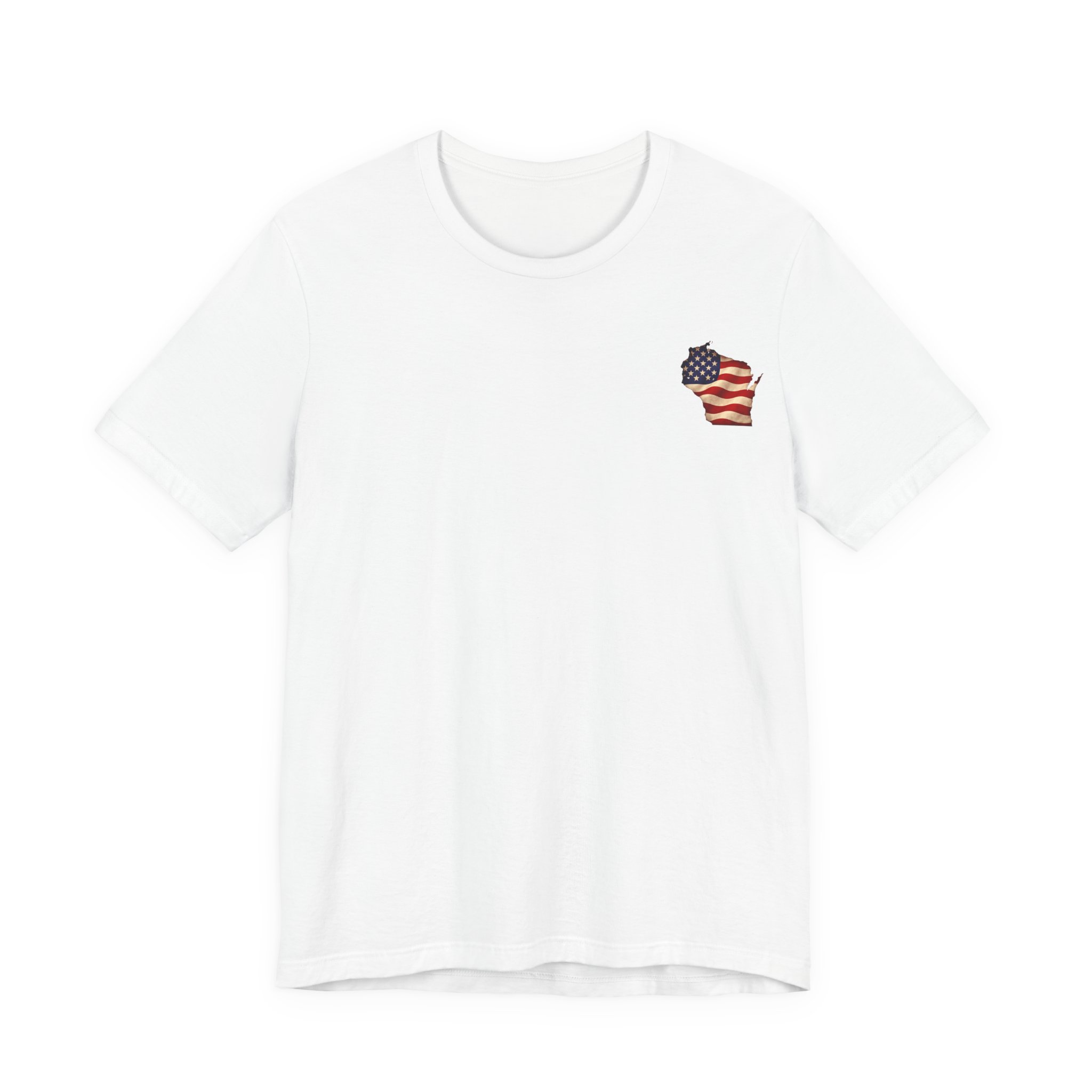 Wisconsin Veteran T-Shirt — American Flag Map Military Tribute Tee - Image 26