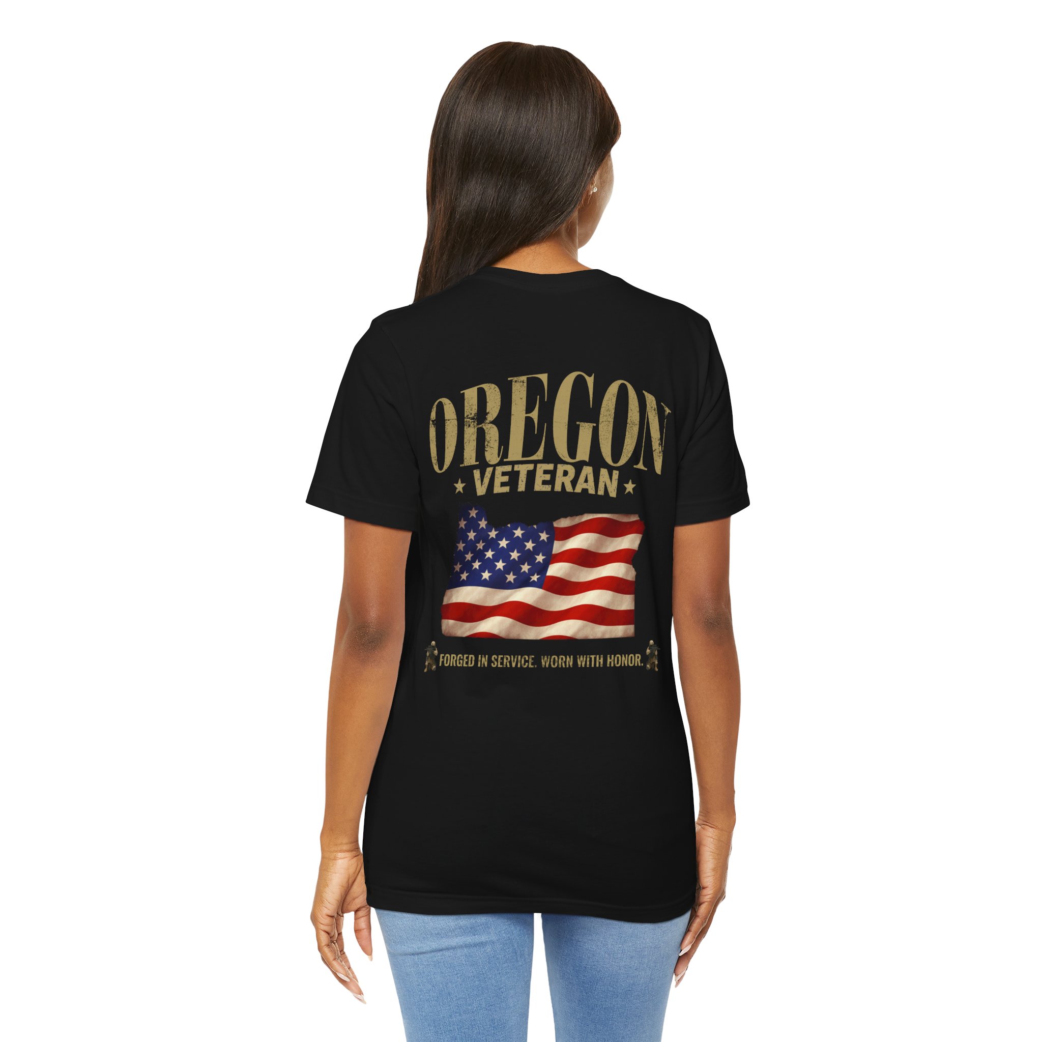 Oregon Veteran T-Shirt — American Flag Map Military Tribute Tee - Image 25