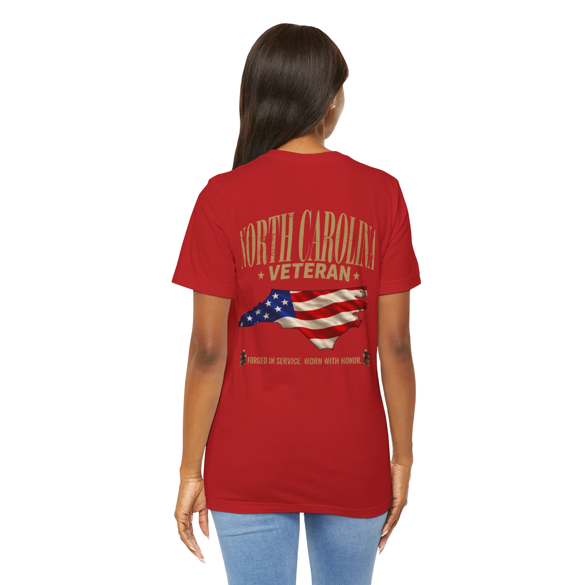 North Carolina Veteran T-Shirt — American Flag Map Military Tribute Tee - Image 4
