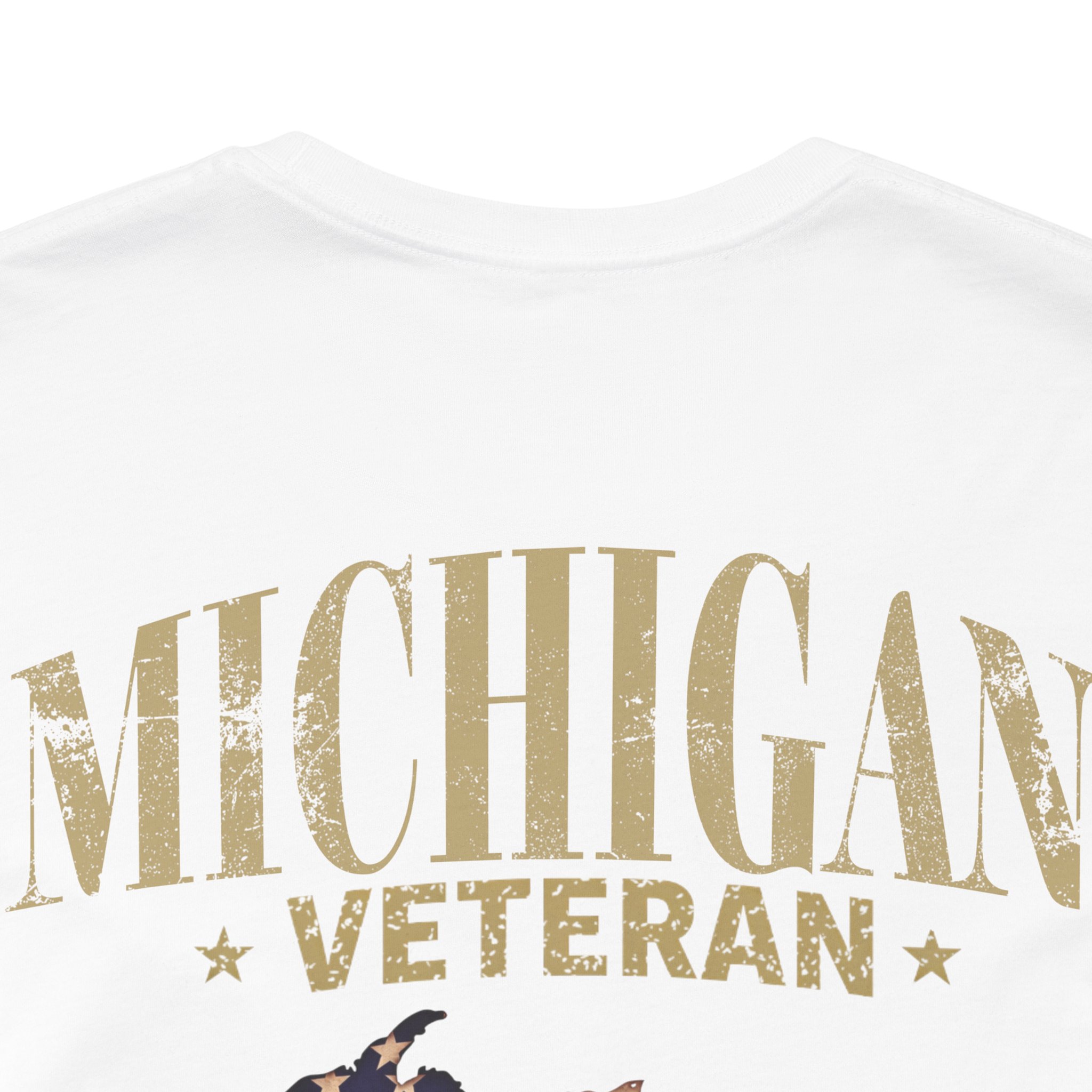Michigan Veteran T-Shirt — American Flag Map Military Tribute Tee - Image 43