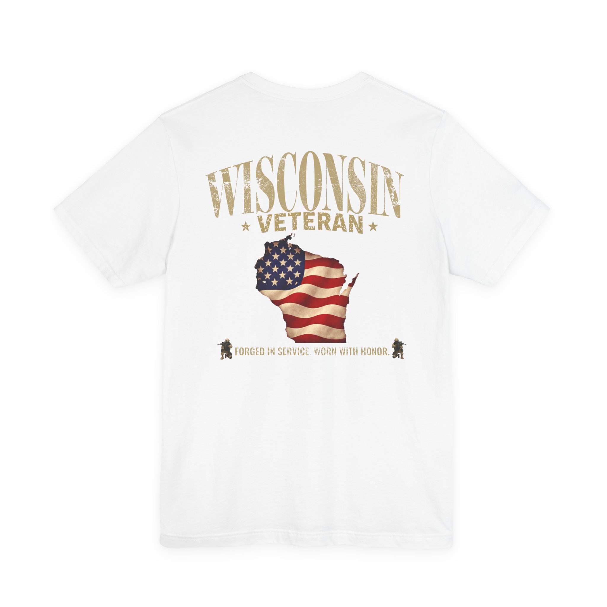 Wisconsin Veteran T-Shirt — American Flag Map Military Tribute Tee - Image 27