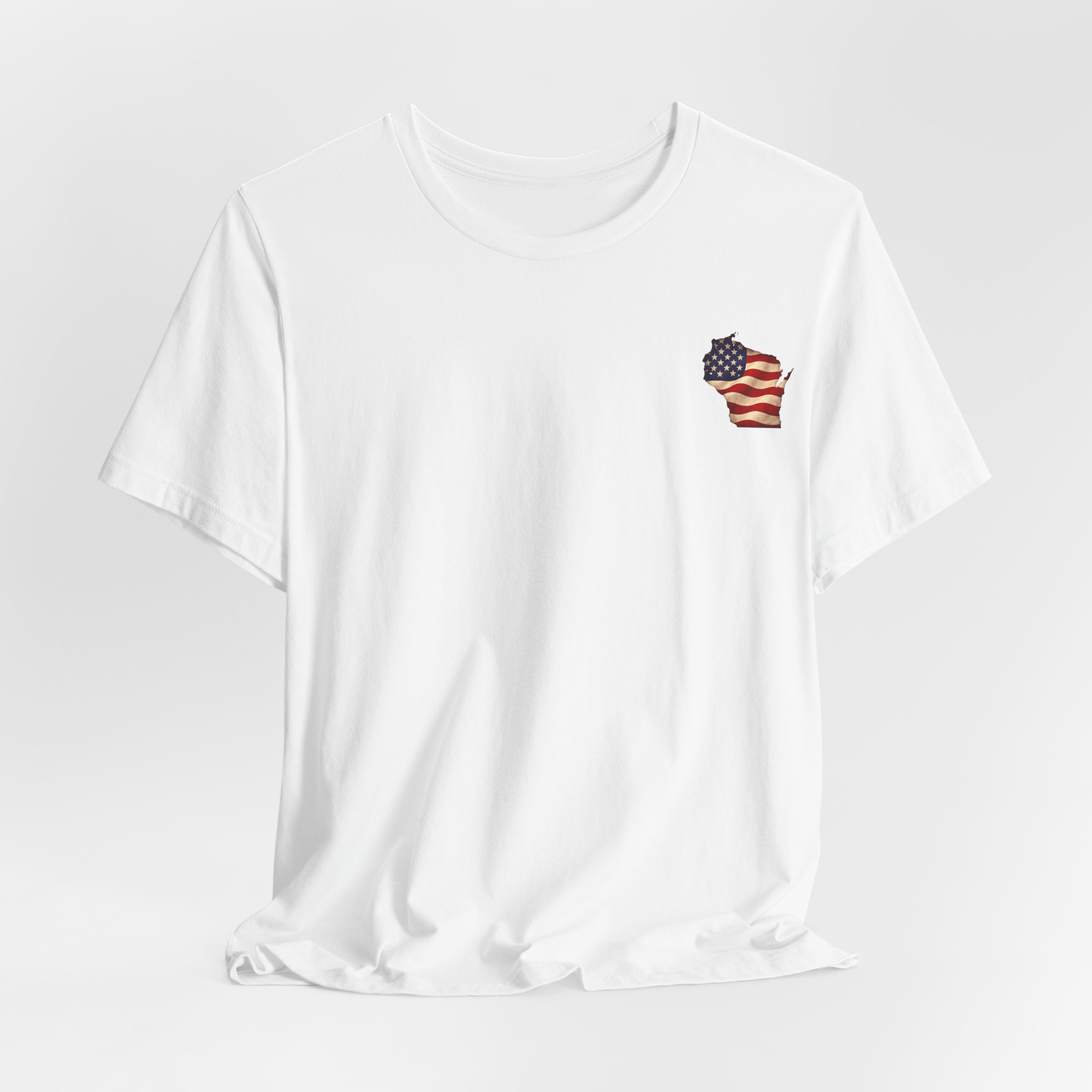 Wisconsin Veteran T-Shirt — American Flag Map Military Tribute Tee - Image 28
