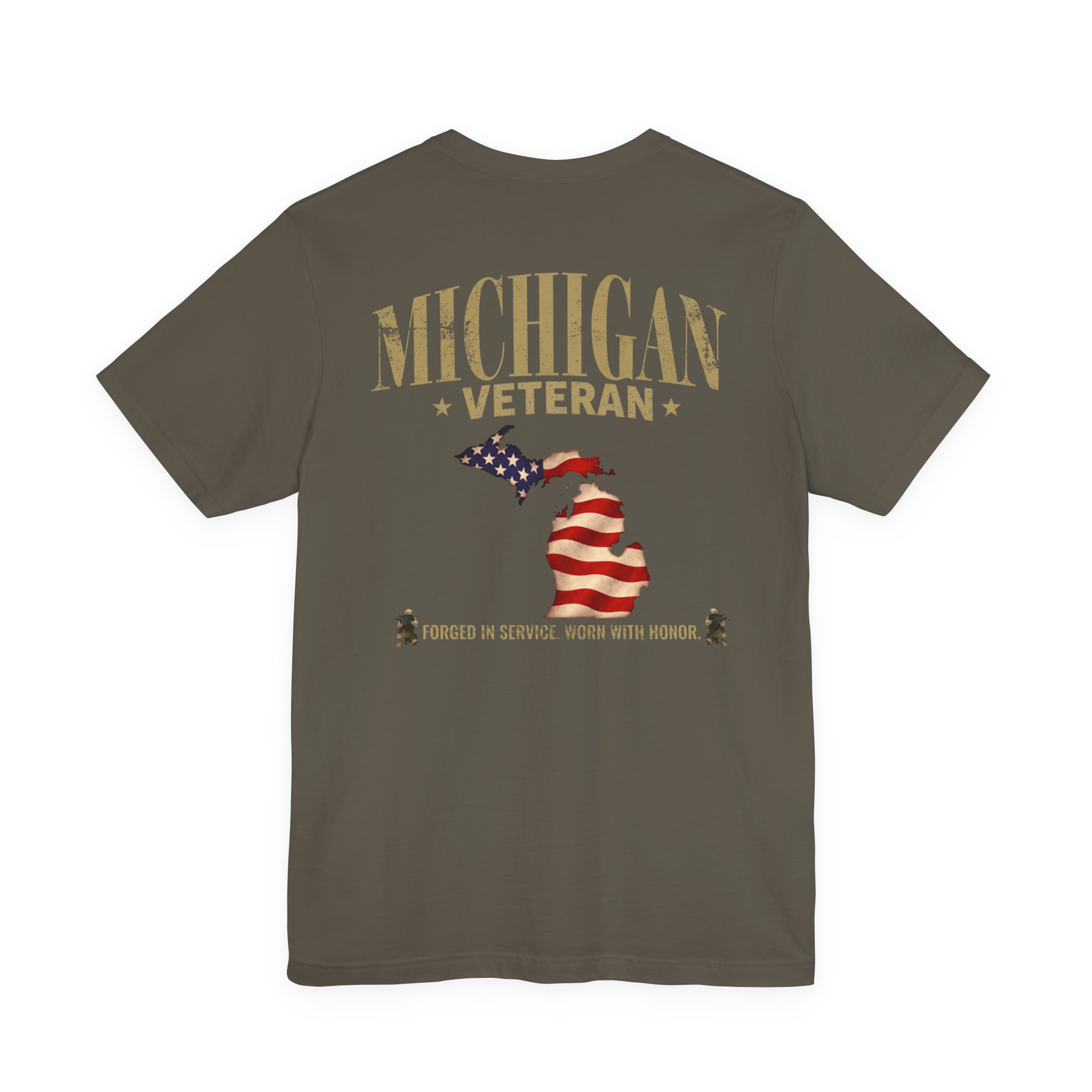 Michigan Veteran T-Shirt — American Flag Map Military Tribute Tee - Image 7