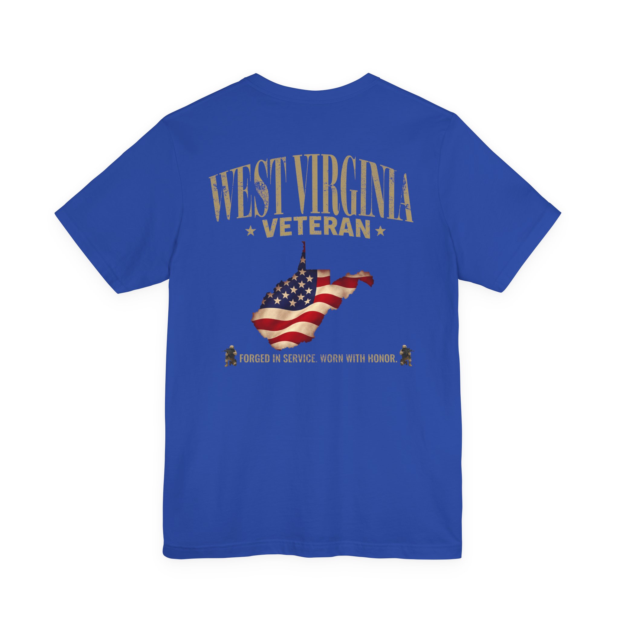 West Virginia Veteran T-Shirt — American Flag Map Military Tribute Tee - Image 2