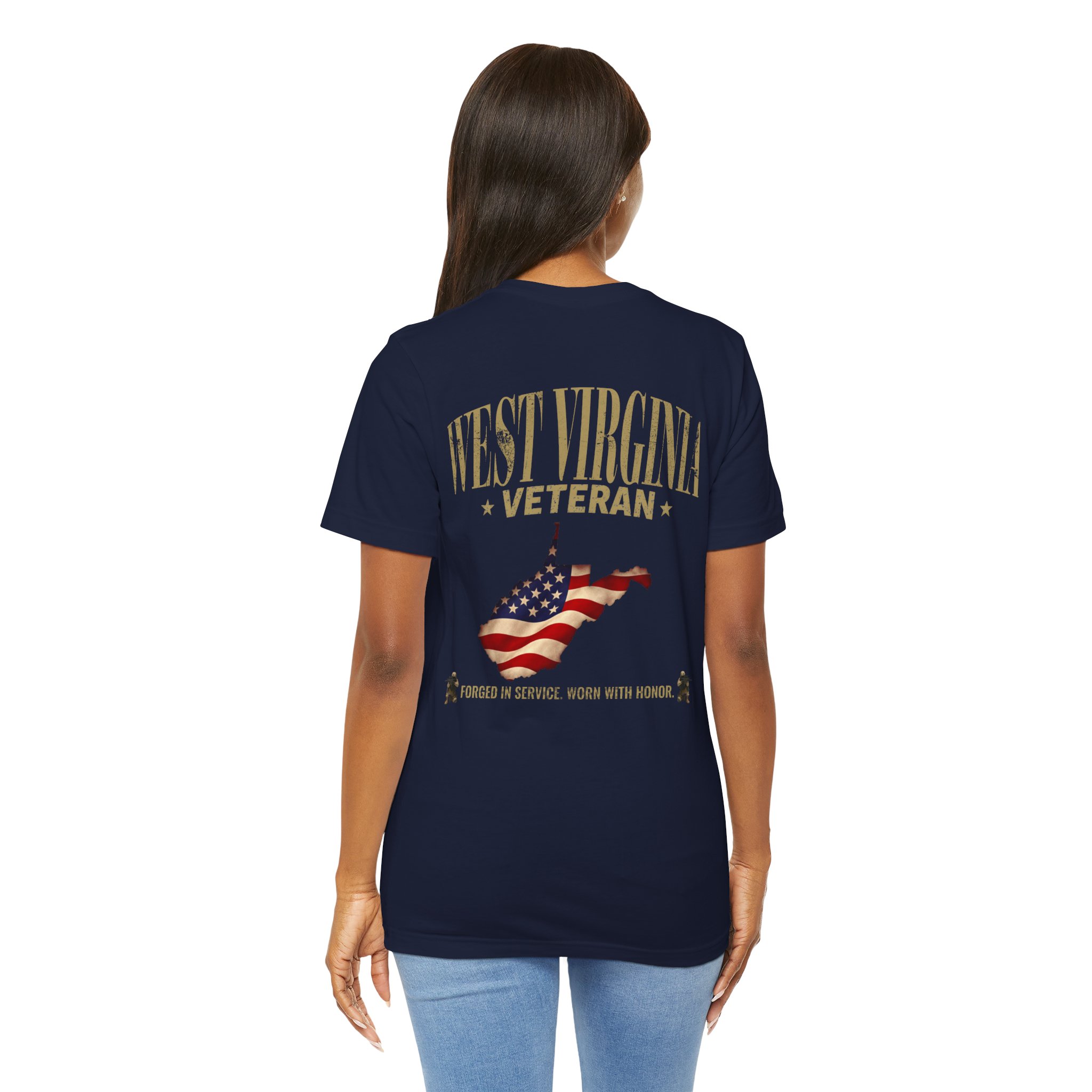 West Virginia Veteran T-Shirt — American Flag Map Military Tribute Tee - Image 20
