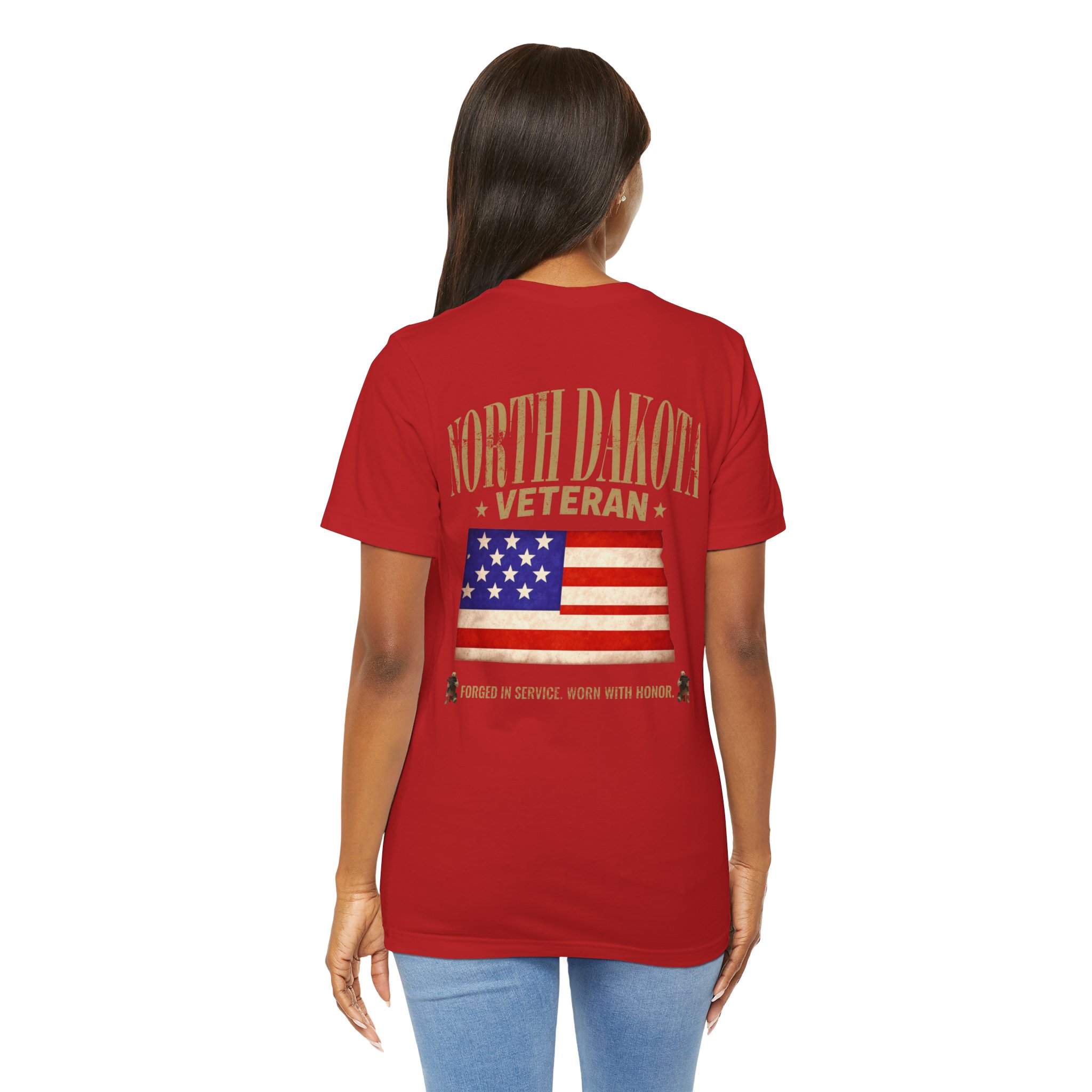 North Dakota Veteran T-Shirt — American Flag Map Military Tribute Tee - Image 8