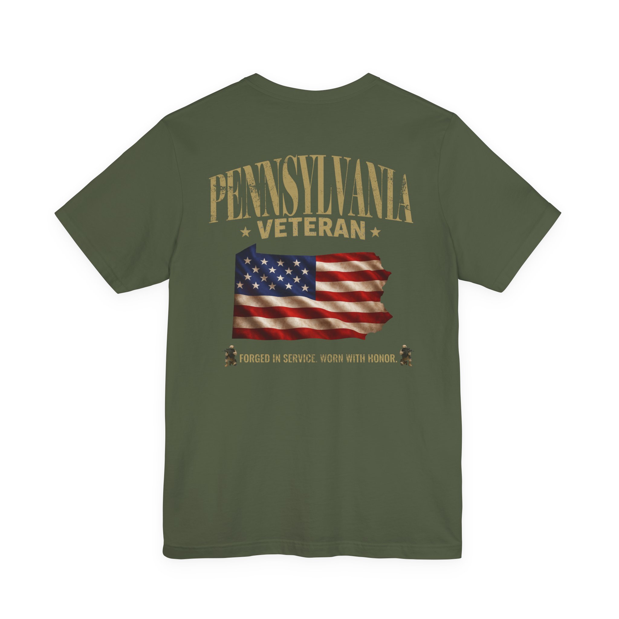 Pennsylvania Veteran T-Shirt — American Flag Map Military Tribute Tee