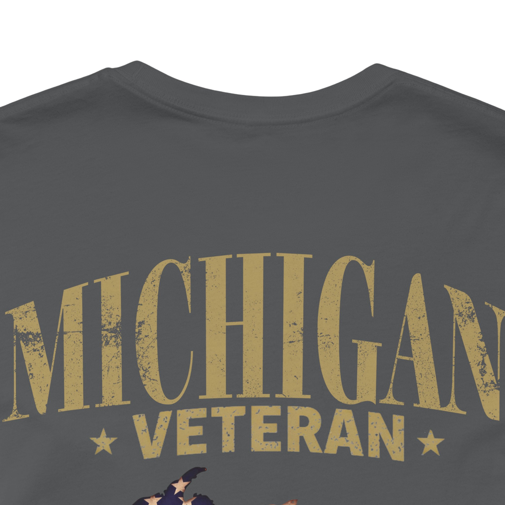 Michigan Veteran T-Shirt — American Flag Map Military Tribute Tee - Image 13