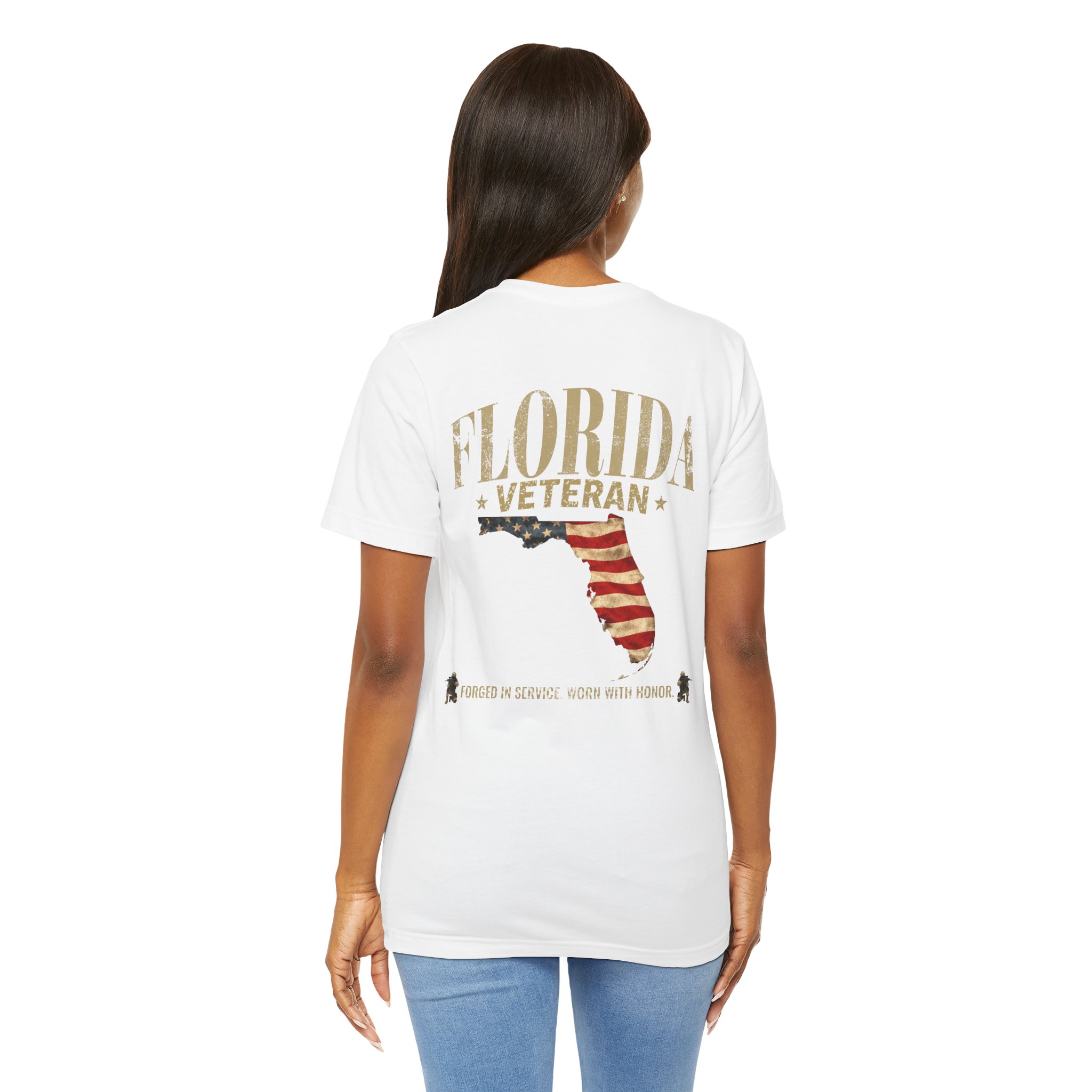 Florida Veteran T-Shirt — American Flag Map Military Tribute Tee - Image 15