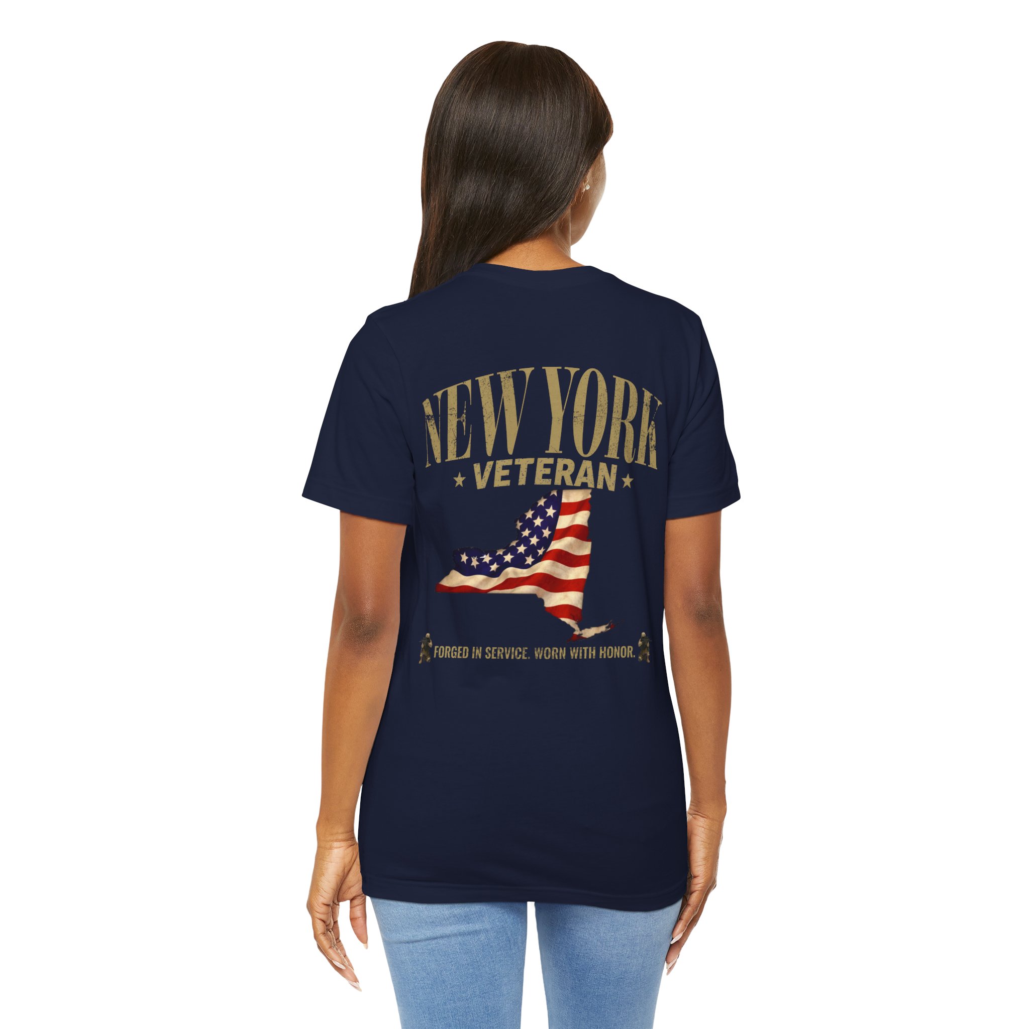 New York Veteran T-Shirt — American Flag Map Military Tribute Tee - Image 40