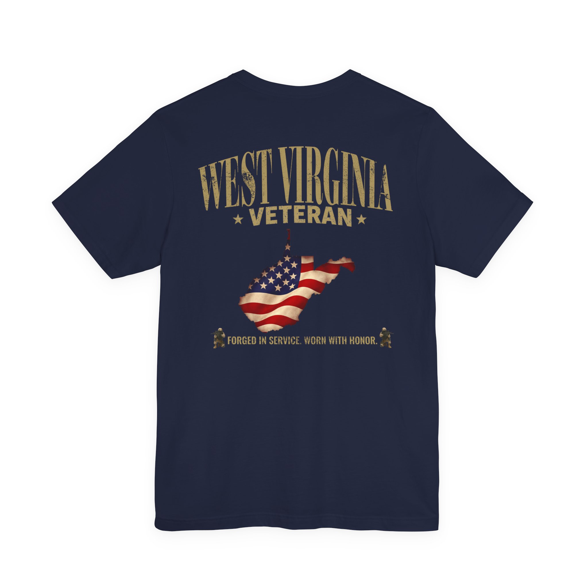 West Virginia Veteran T-Shirt — American Flag Map Military Tribute Tee - Image 18