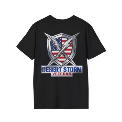 Desert Storm Veteran T-Shirt — American Flag Shield Military Tribute – Back
