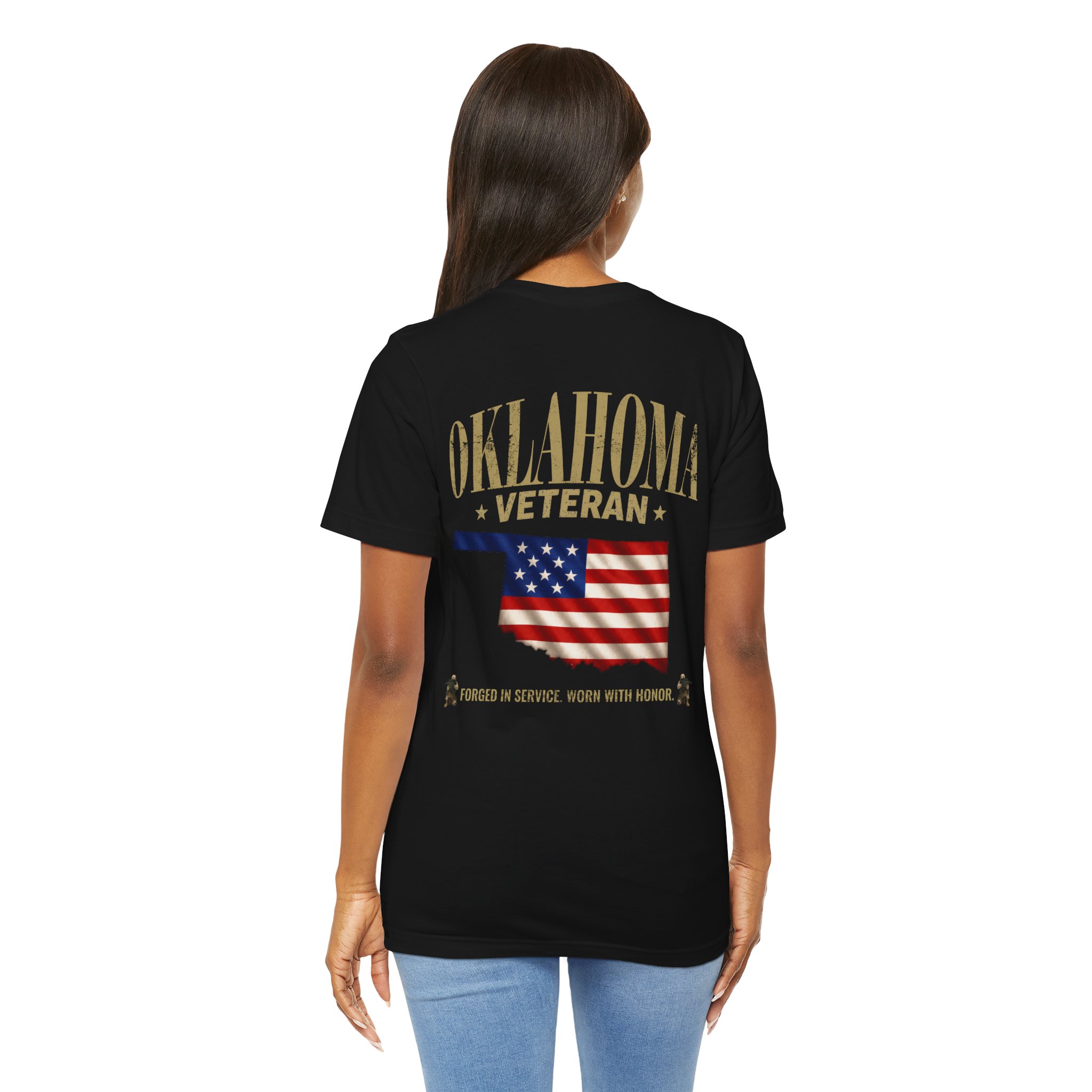 Oklahoma Veteran T-Shirt — American Flag Map Military Tribute Tee - Image 5