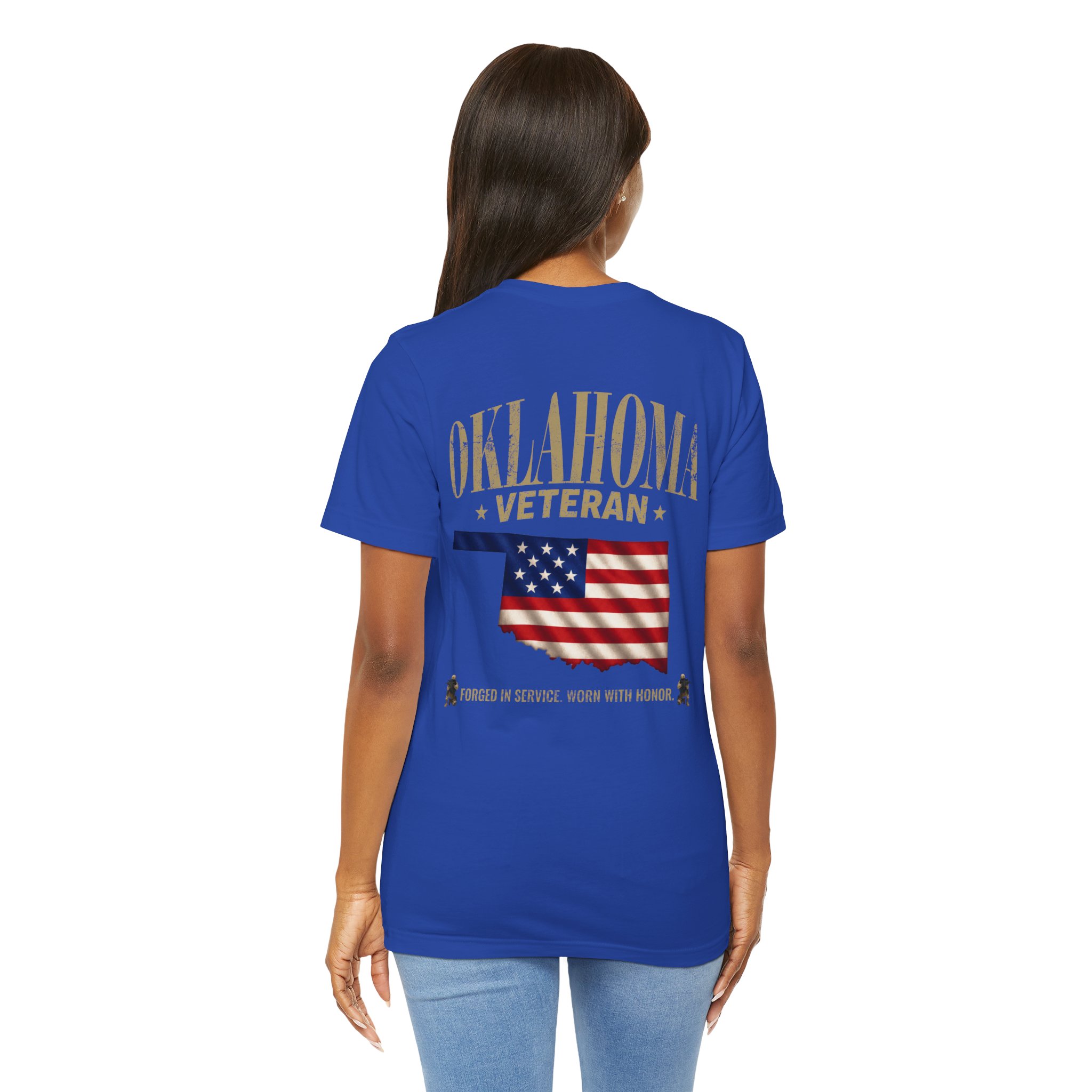 Oklahoma Veteran T-Shirt — American Flag Map Military Tribute Tee - Image 10