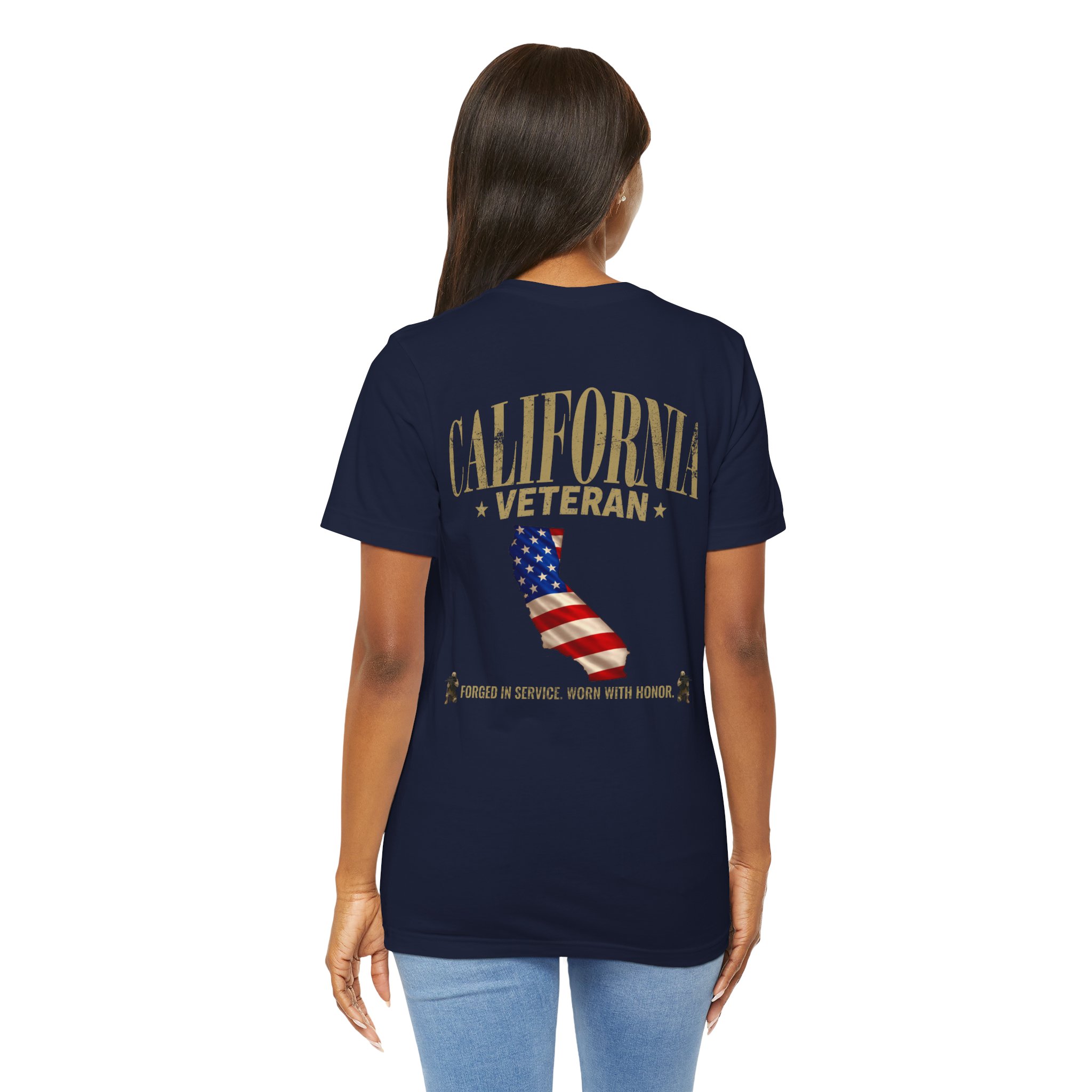 California Veteran T-Shirt — American Flag Map Military Tribute Tee - Image 45