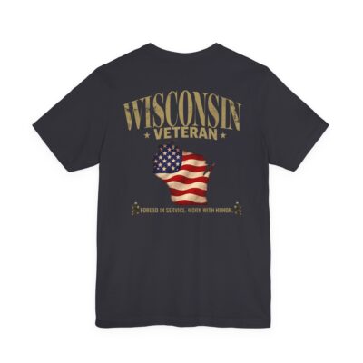 Wisconsin Veteran T-Shirt — American Flag Map Military Tribute Tee