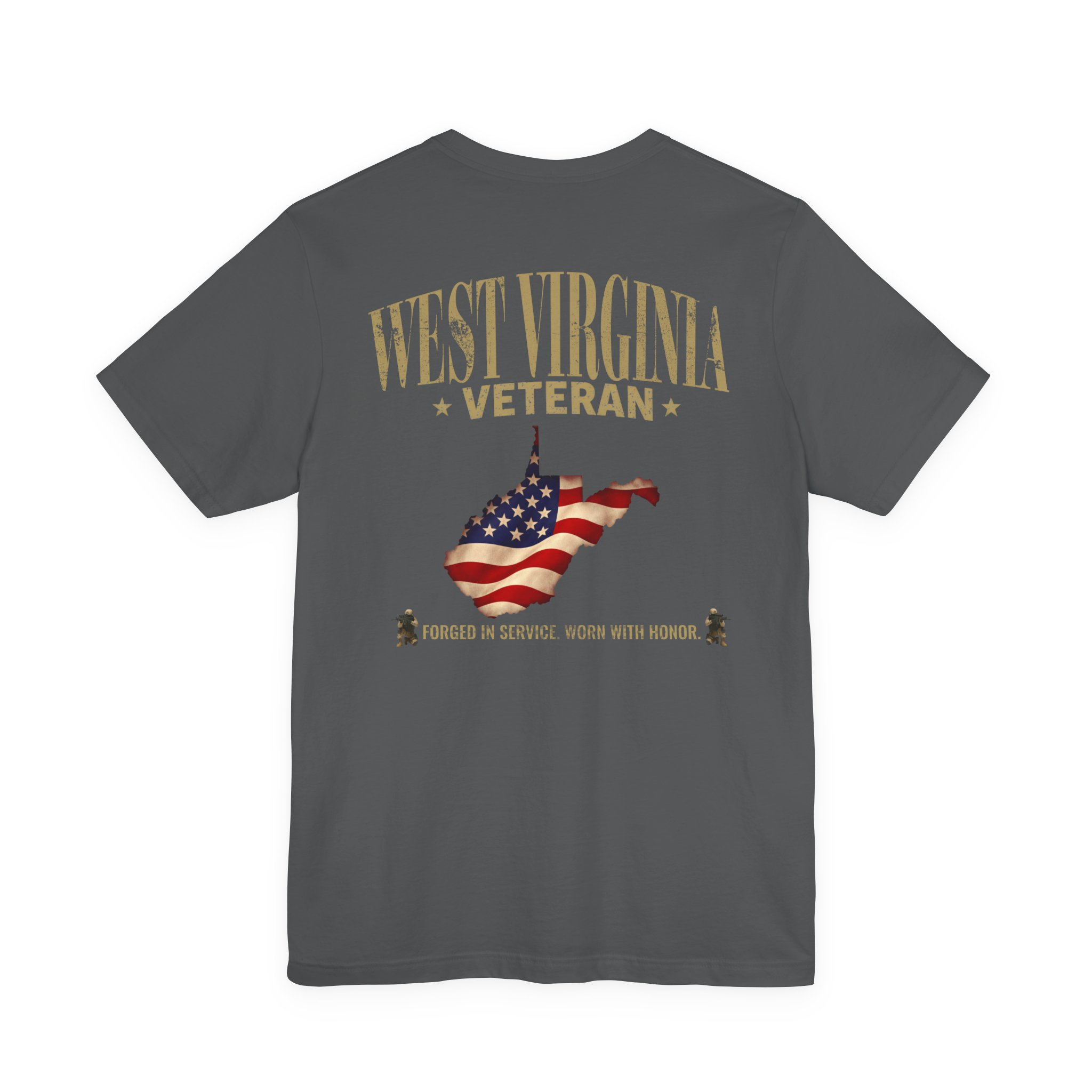 West Virginia Veteran T-Shirt — American Flag Map Military Tribute Tee - Image 42