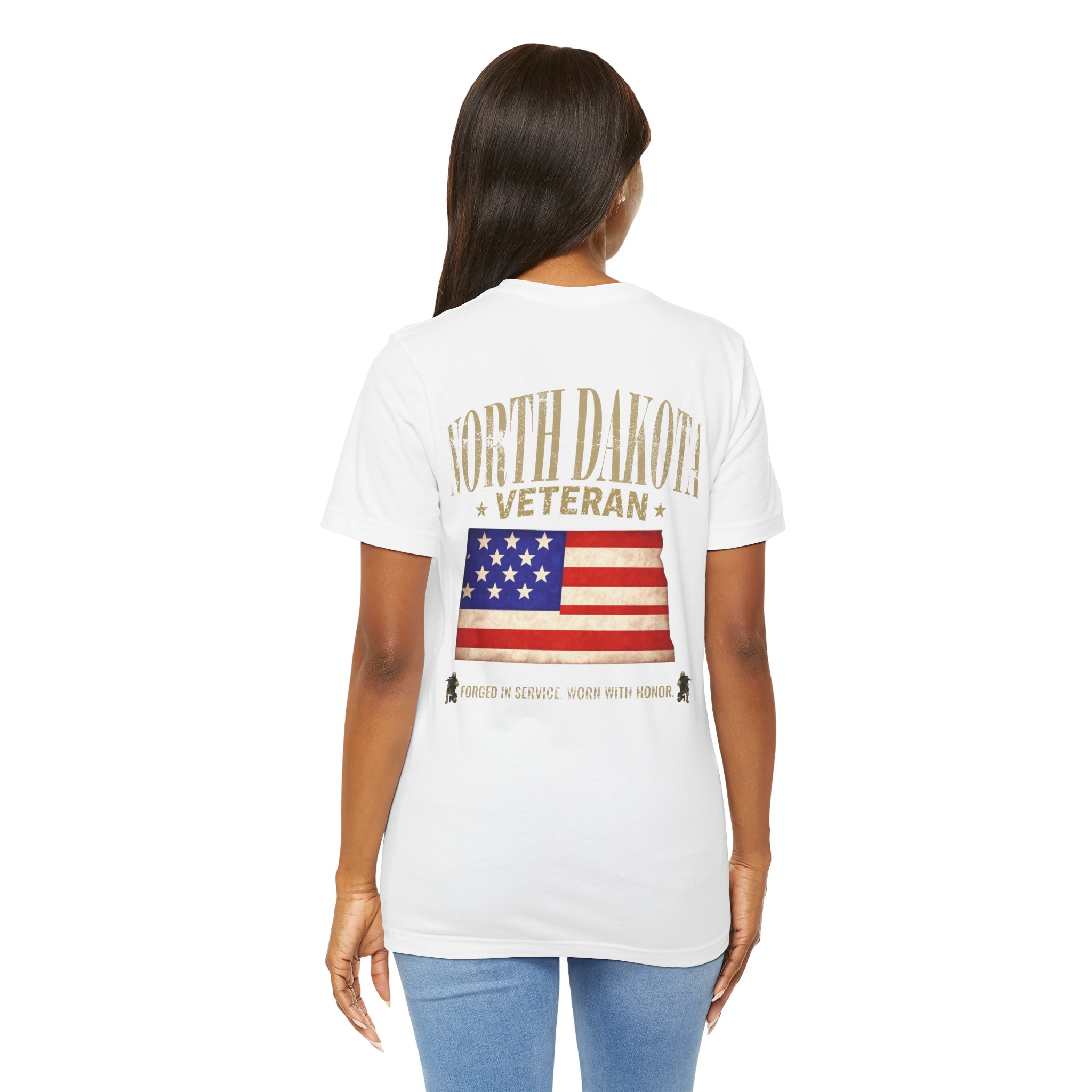 North Dakota Veteran T-Shirt — American Flag Map Military Tribute Tee - Image 16