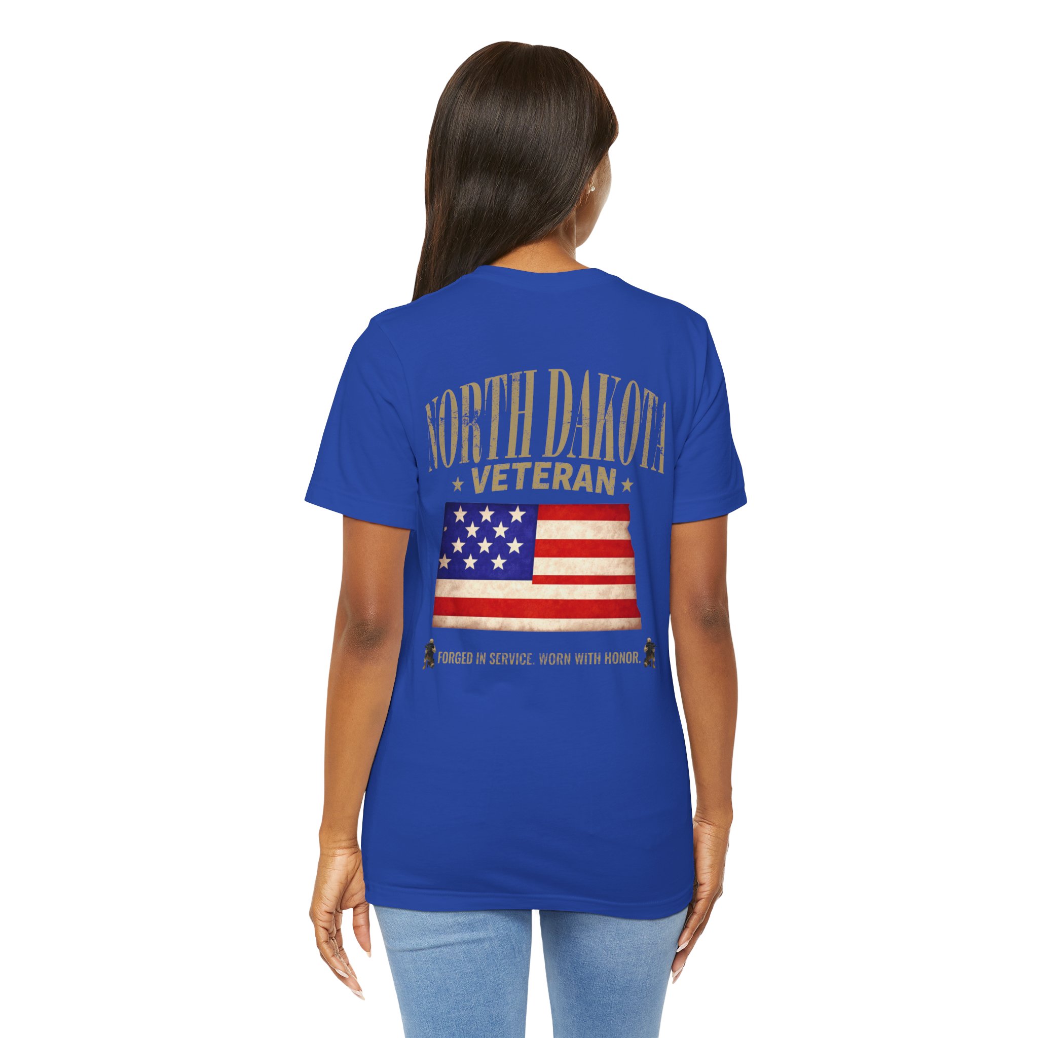 North Dakota Veteran T-Shirt — American Flag Map Military Tribute Tee - Image 36
