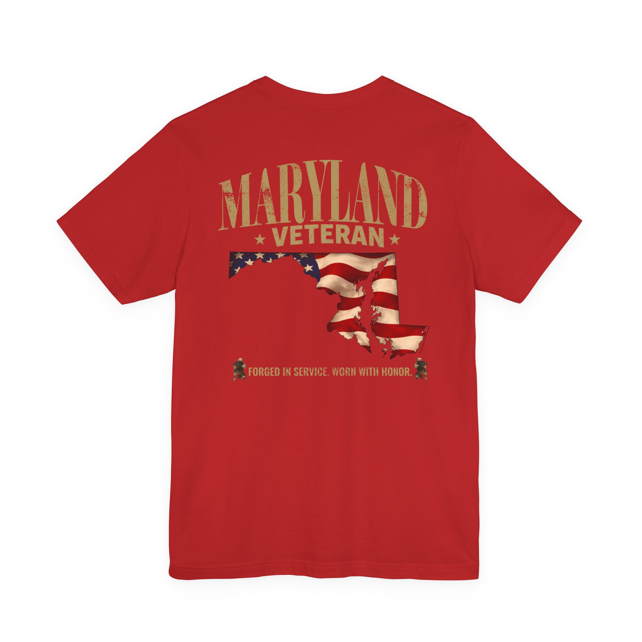 Maryland Veteran T-Shirt — American Flag Map Military Tribute Tee - Image 3