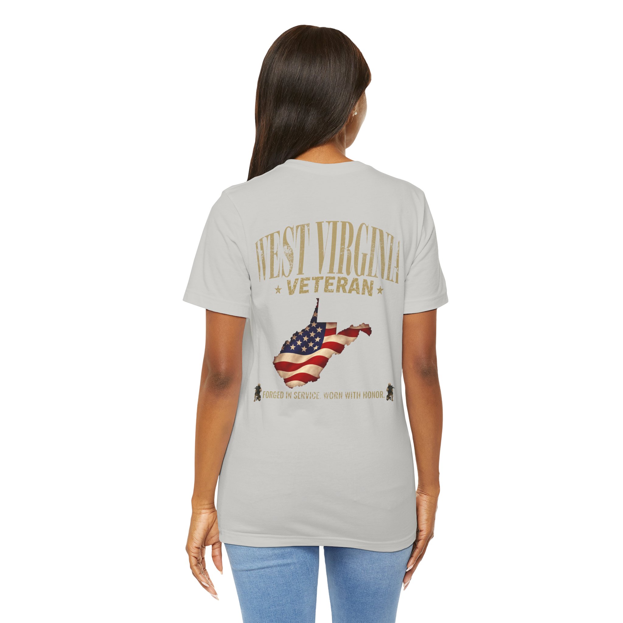 West Virginia Veteran T-Shirt — American Flag Map Military Tribute Tee - Image 15