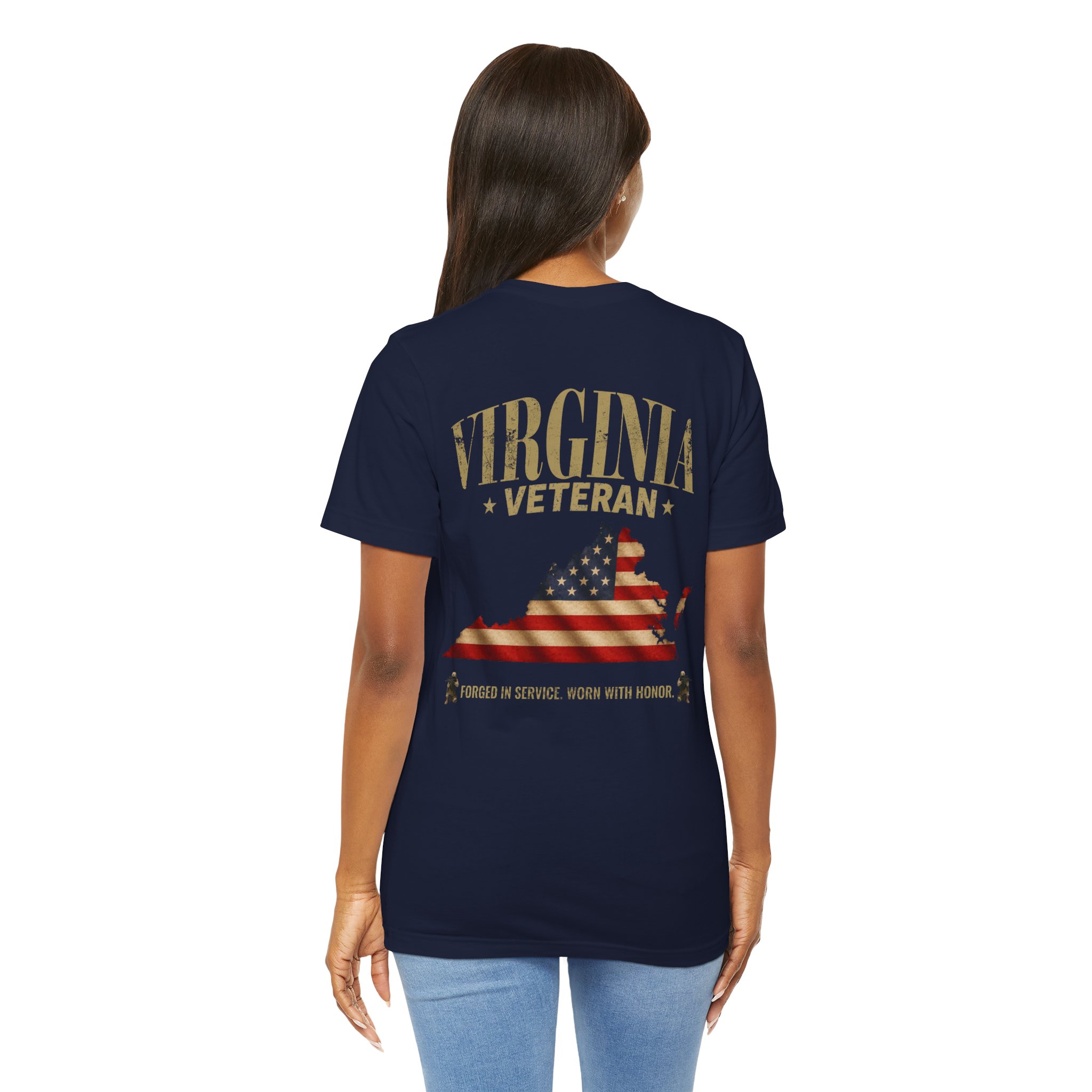 Virginia Veteran T-Shirt — American Flag Map Military Tribute Tee - Image 5