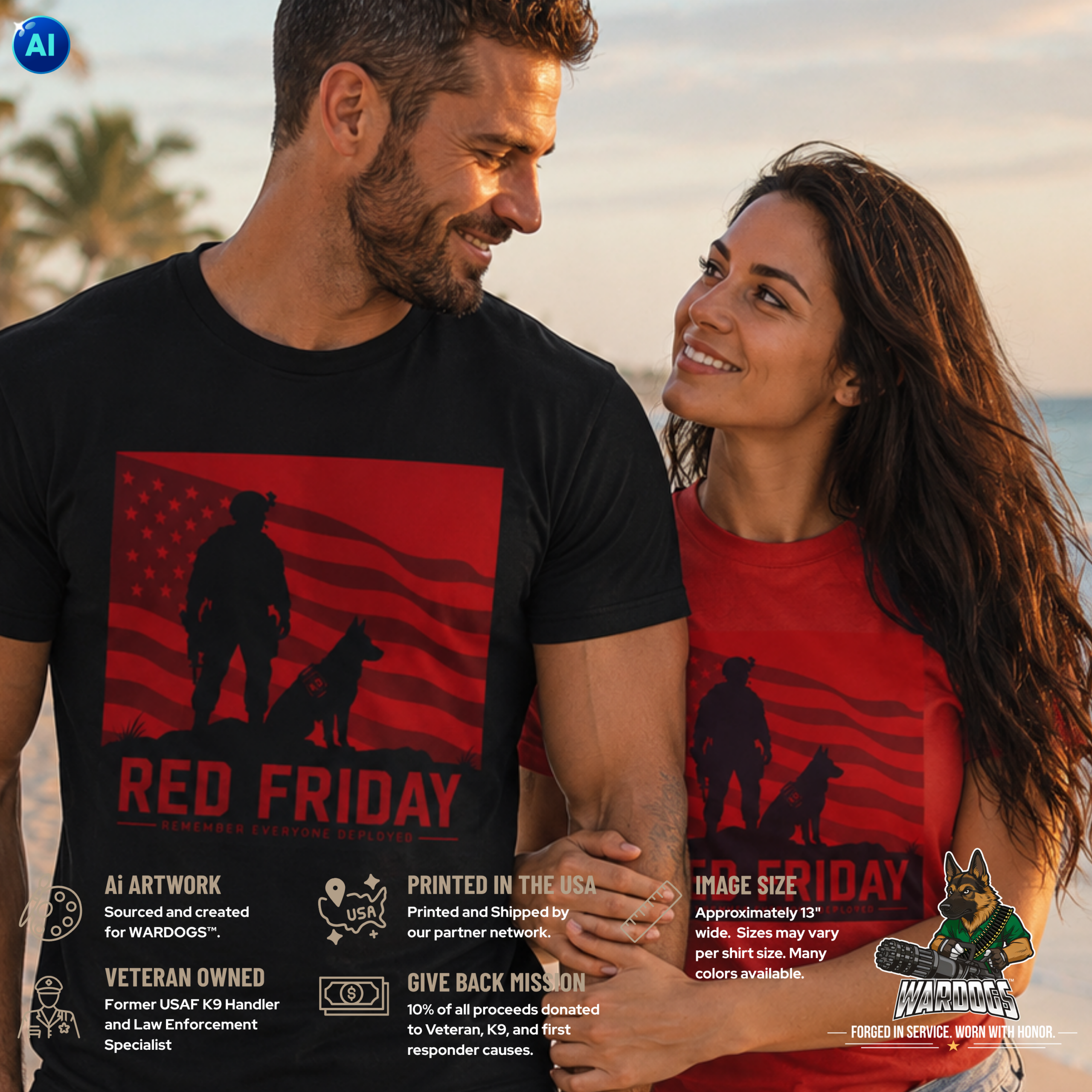 RED FRIDAY – SOLDIER AND K9 –  Patriotic Remember Everyone Deployed