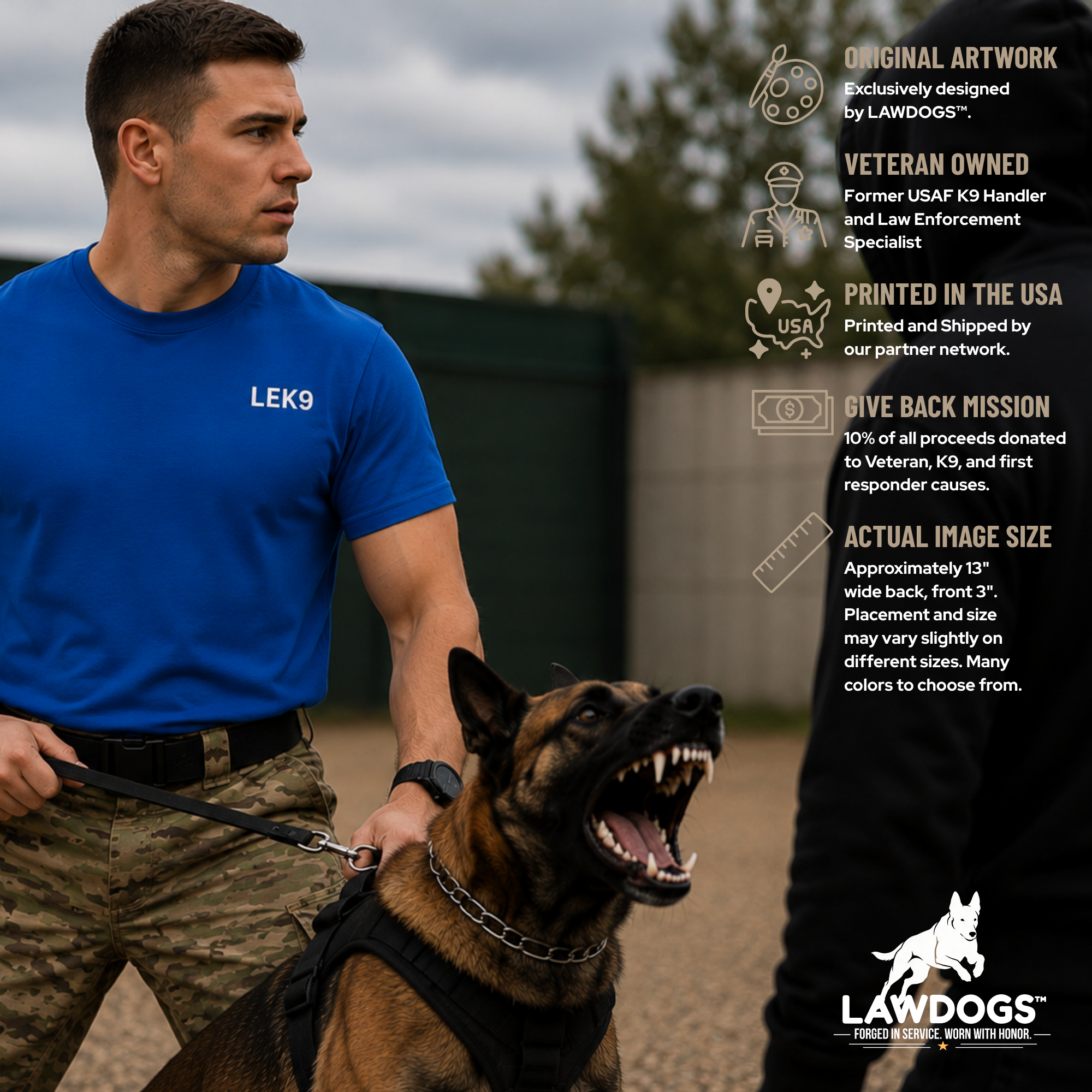 Law Enforcement Police K9 Tee - Malinois FEARLESS Trending - K9 Unit - LEK9 Front - Image 25