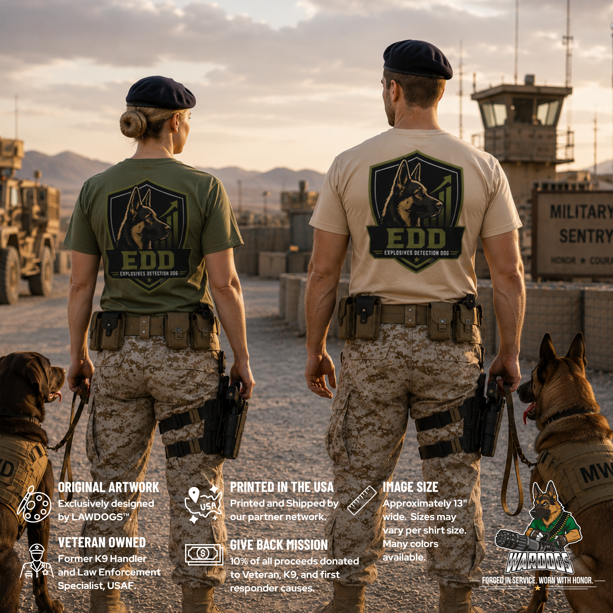 Explosives Detection Dog (EDD) T-Shirt — K9 Handler Badge Tee