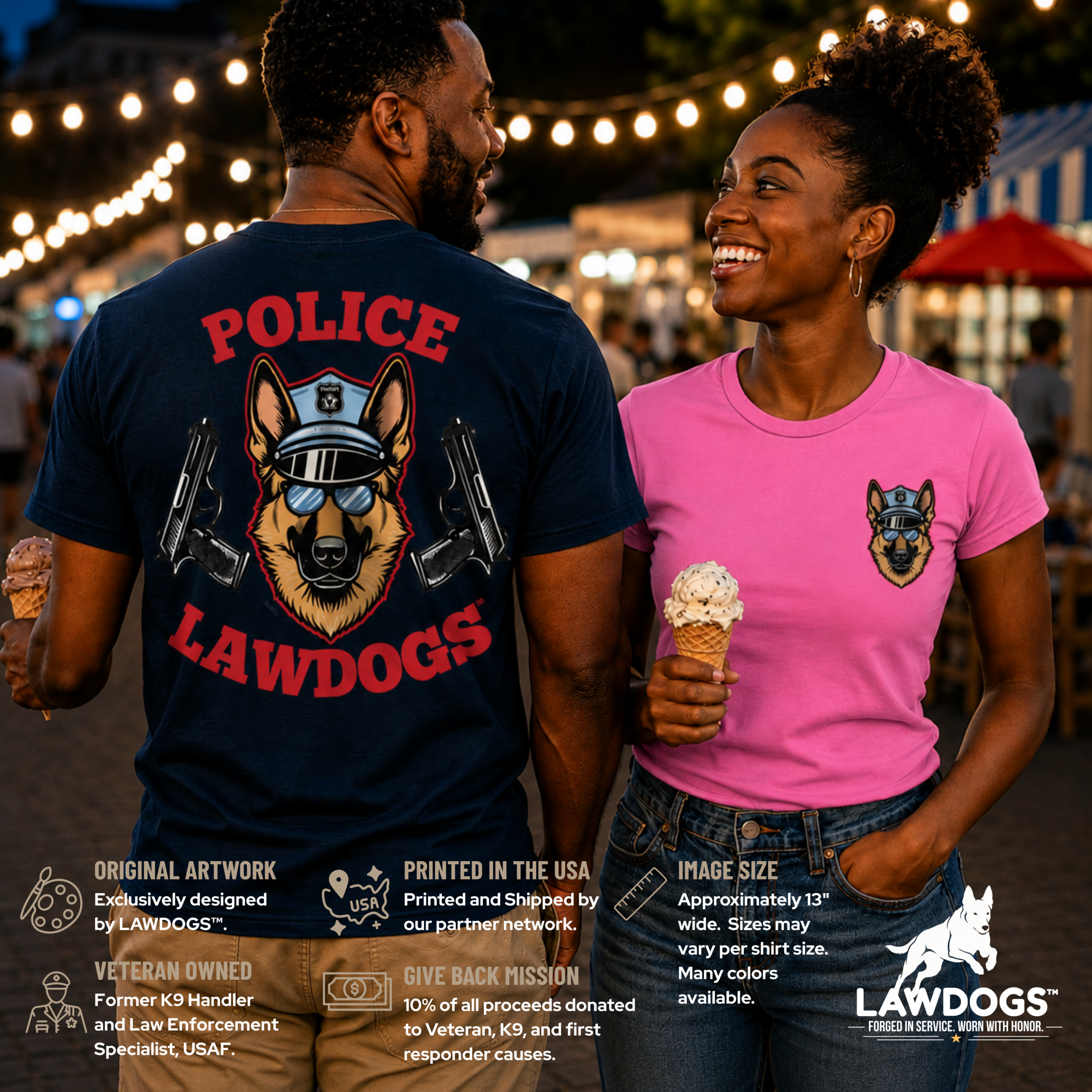 Police K9 ‘Lawdogs’ T-Shirt – German Shepherd Badge Graphic Tee