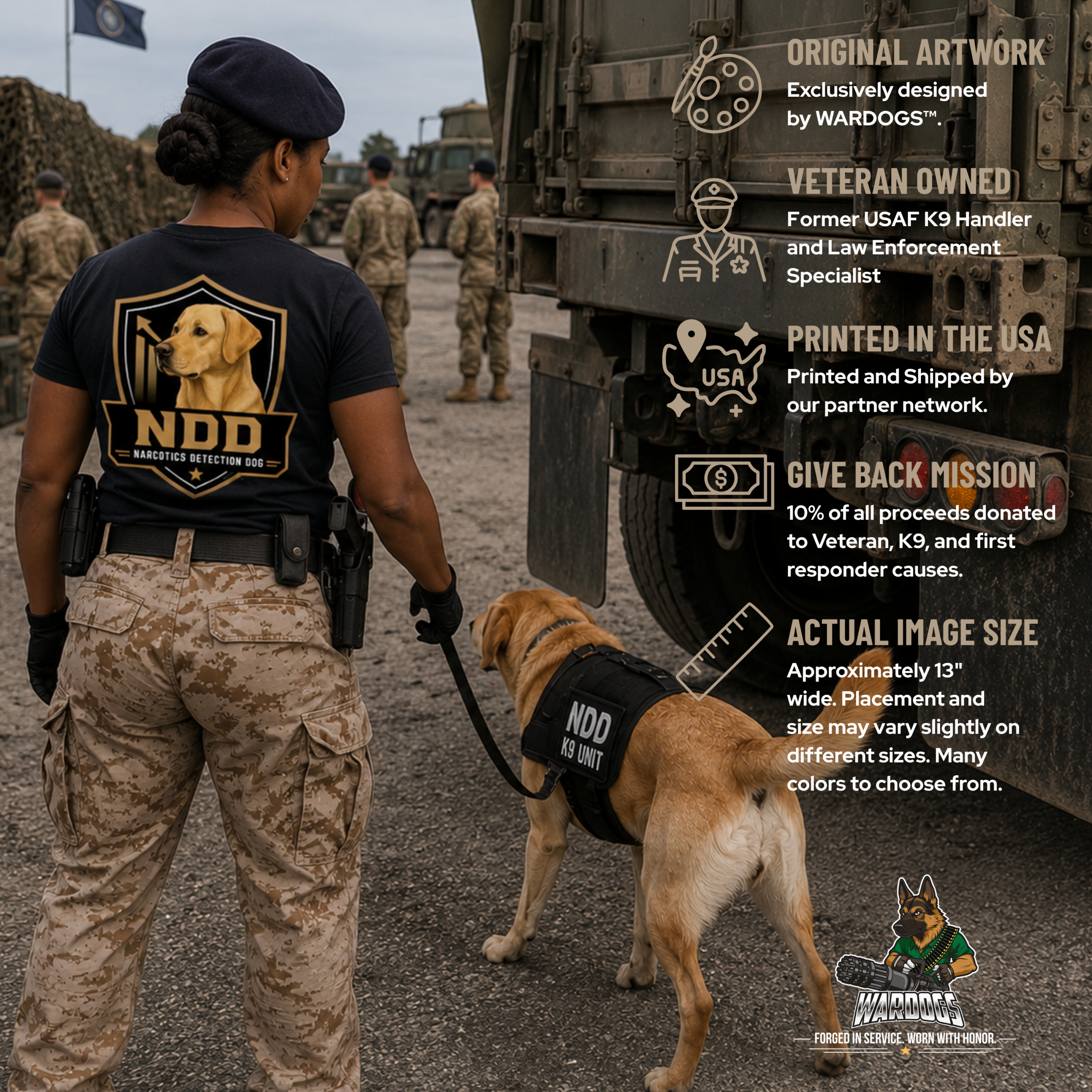 WARDOGS™ NDD Belgian Malinois Shirt | Narcotics Detection K9 Tee | Military & Law Enforcement Working Dog Apparel