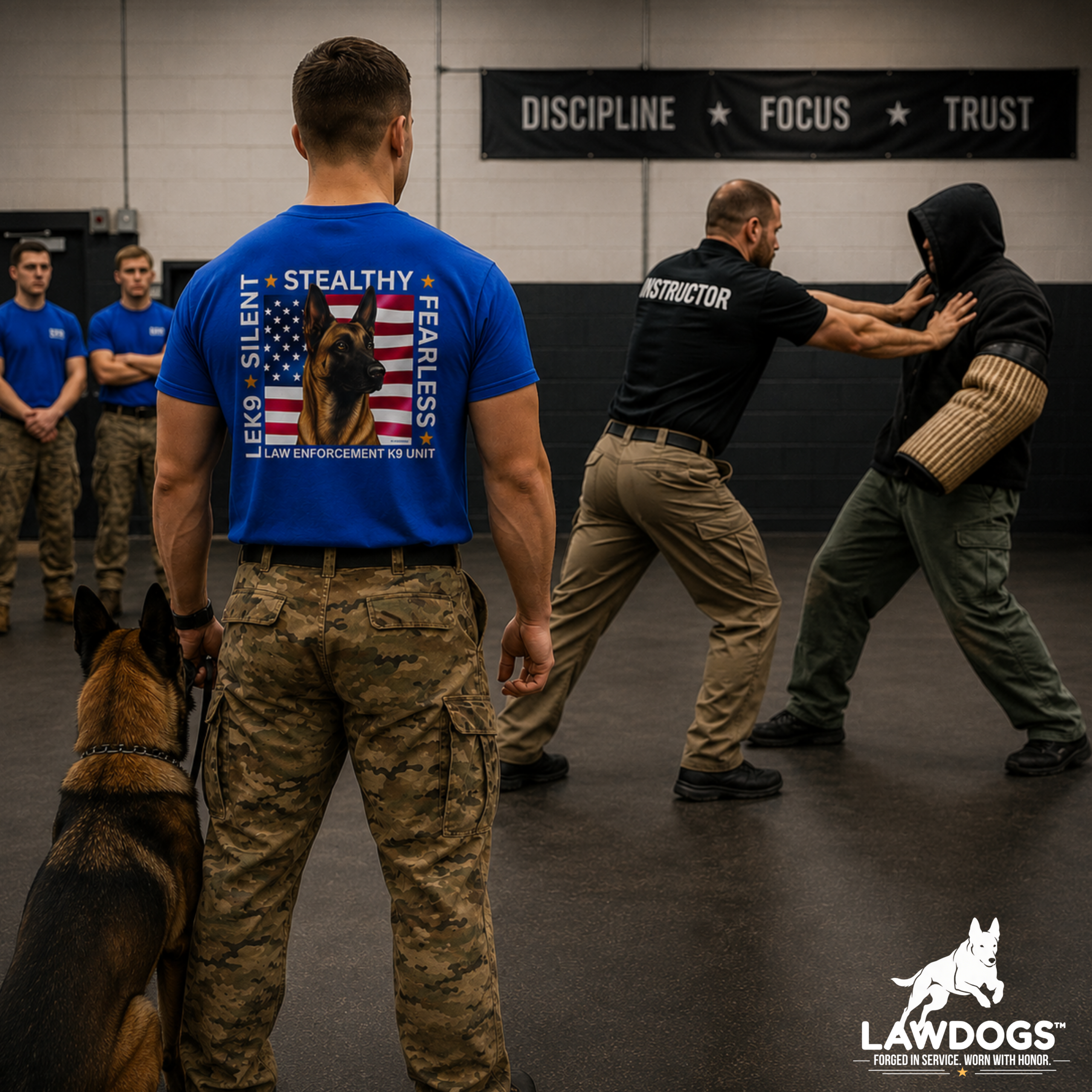 Law Enforcement Police K9 Tee - Malinois FEARLESS Trending - K9 Unit - LEK9 Front - Image 24